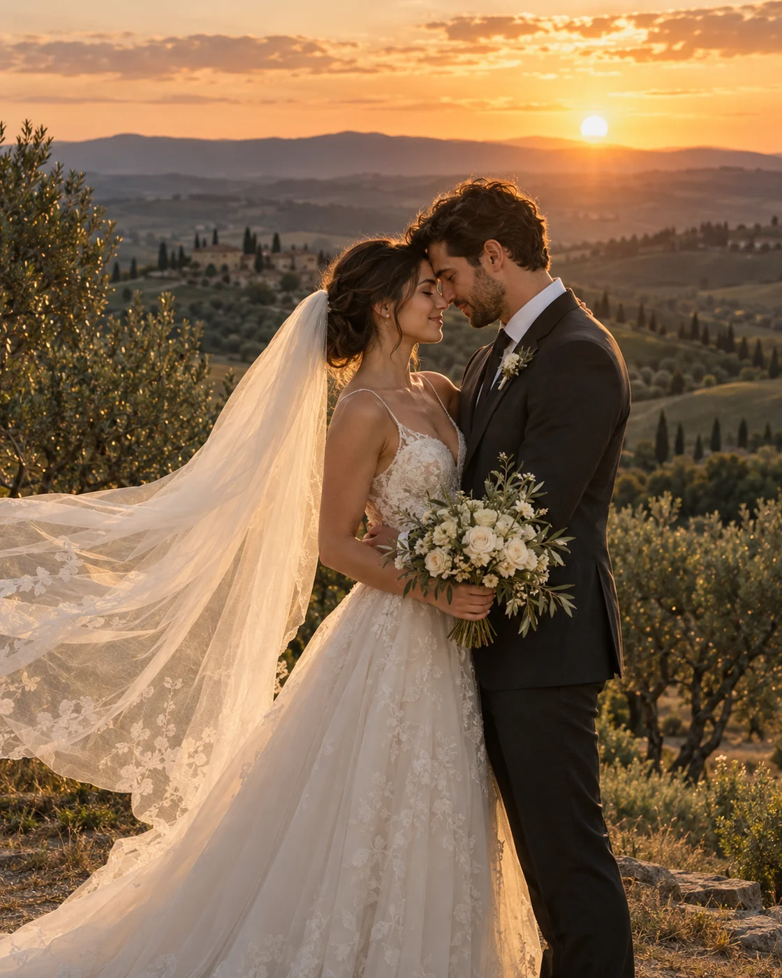 Casal numa celebração de casamento